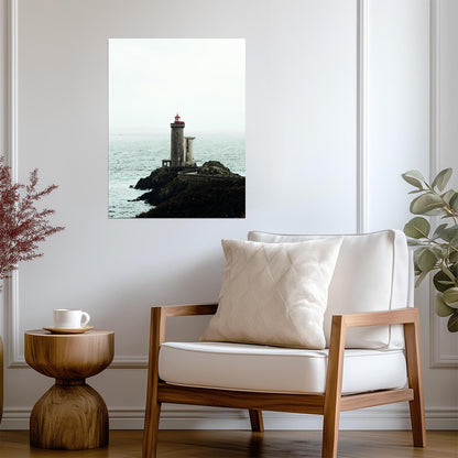 Moody Lighthouse Seascape | Dramatic Coastal Photography | Ocean Wall Poster