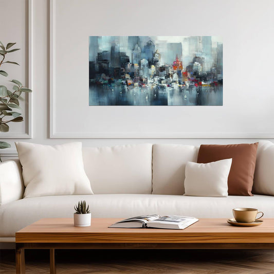 Abstract Cityscape | Modern Watercolor Art | Vibrant Urban Impressionist Poster