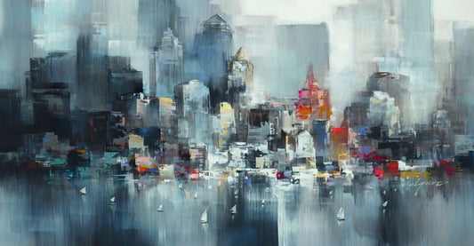 Abstract Cityscape | Modern Watercolor Art | Vibrant Urban Impressionist Poster