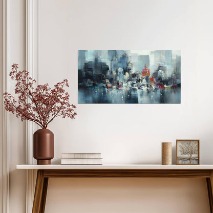 Abstract Cityscape | Modern Watercolor Art | Vibrant Urban Impressionist Poster
