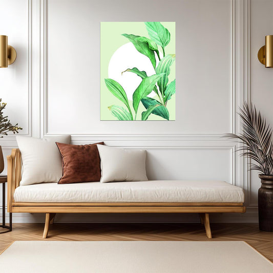 Green Botanical Leaf | Minimalist Nature Art Print | Fresh Plant Wall Poster