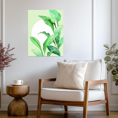 Green Botanical Leaf | Minimalist Nature Art Print | Fresh Plant Wall Poster