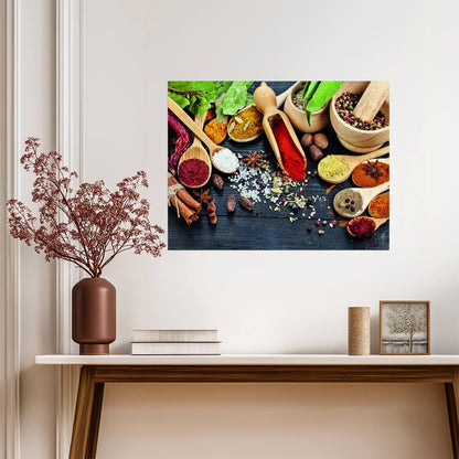Spices and Herbs | Colorful Culinary Photography | Rustic Kitchen Poster