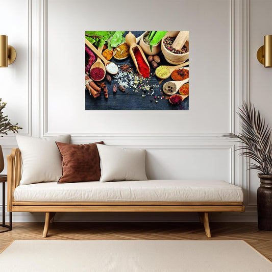 Spices and Herbs | Colorful Culinary Photography | Rustic Kitchen Poster