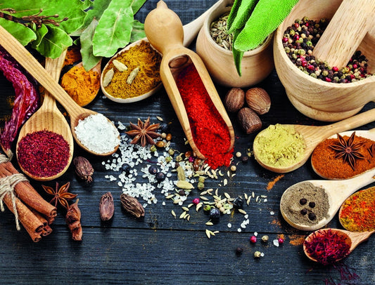 Spices and Herbs | Colorful Culinary Photography | Rustic Kitchen Poster