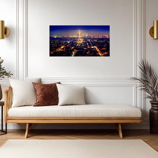 Paris Skyline at Night | Eiffel Tower Photography | Romantic Cityscape Poster