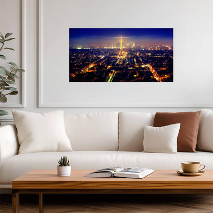 Paris Skyline at Night | Eiffel Tower Photography | Romantic Cityscape Poster