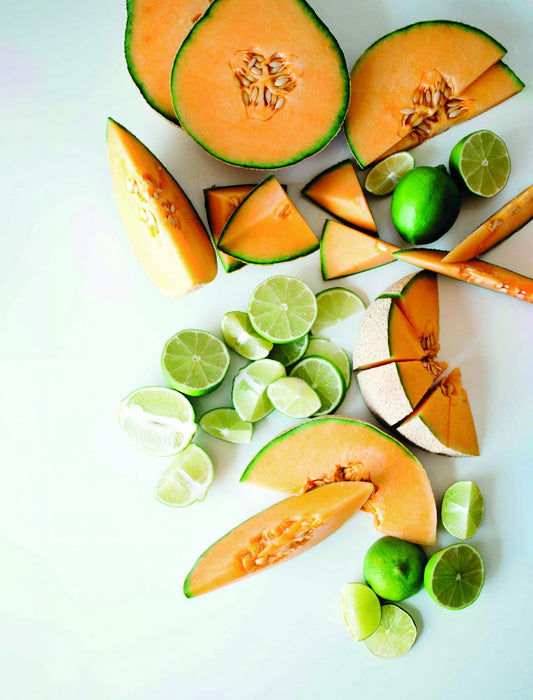 Fresh Melon and Lime Still Life | Modern Kitchen Photography | Vibrant Food Poster