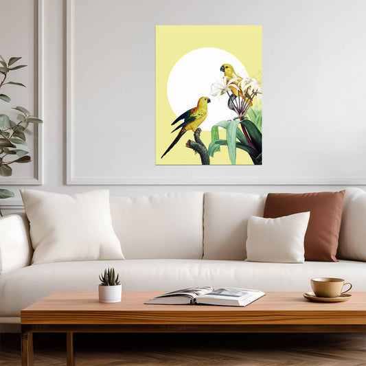 Vintage Yellow Macaw Illustration | Tropical Bird Art | Nature Drawing Poster