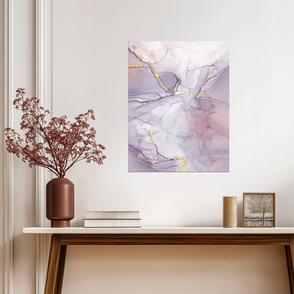 Dreamy Purple and Gold Marble | Abstract Art Print | Modern Texture Poster