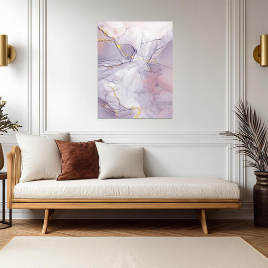 Dreamy Purple and Gold Marble | Abstract Art Print | Modern Texture Poster