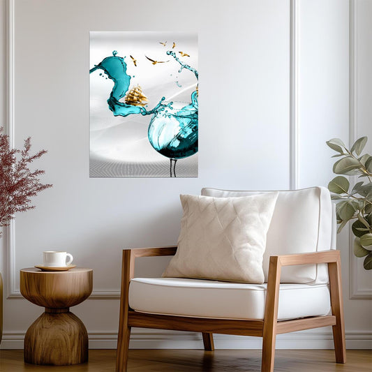 Dynamic Water Splash | Abstract Liquid Art | Contemporary Wall Poster