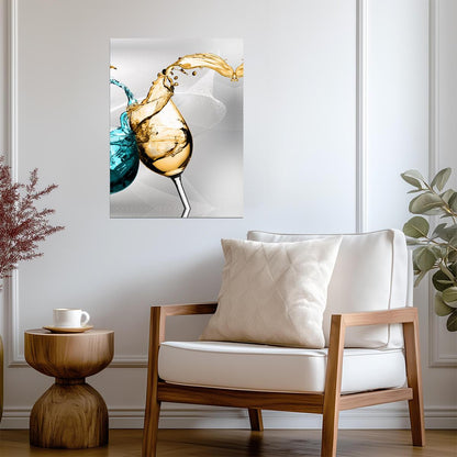 Wine and Water Glass Splash | Abstract Drink Art | Elegant Modern Poster