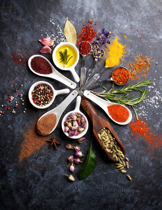 Spices and Herbs Arrangement | Culinary Photography | Rustic Kitchen Wall Poster