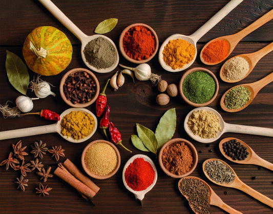 Colorful Spice Assortment | Rustic Culinary Photography | Kitchen Wall Poster