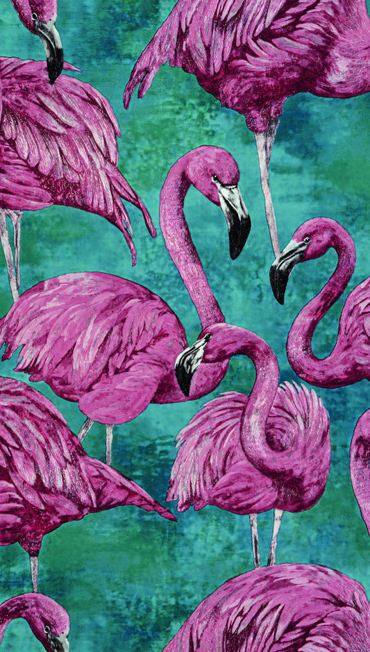 Retro Pink Flamingo Pattern | Eclectic Watercolor Art | Modern Tropical Poster