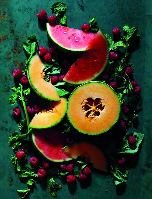 Rustic Melon Still Life | Fresh Fruit Photography | Organic Kitchen Poster
