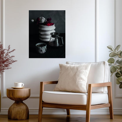 Vintage Coffee Still Life | Rustic Kitchen Photography | Dark Academia Poster