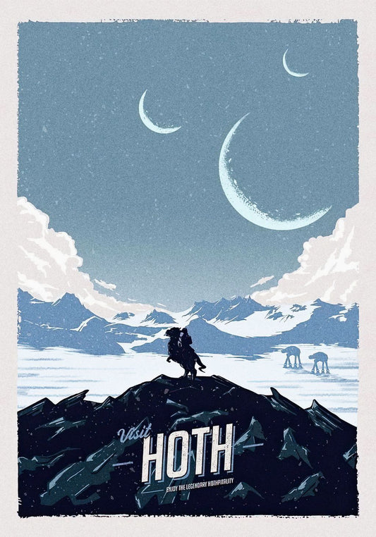 Hoth Travel Poster | Minimalist Star Wars Inspired Art | Sci-Fi Wall Decor