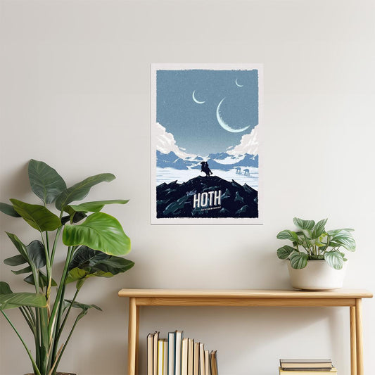 Hoth Travel Poster | Minimalist Star Wars Inspired Art | Sci-Fi Wall Decor