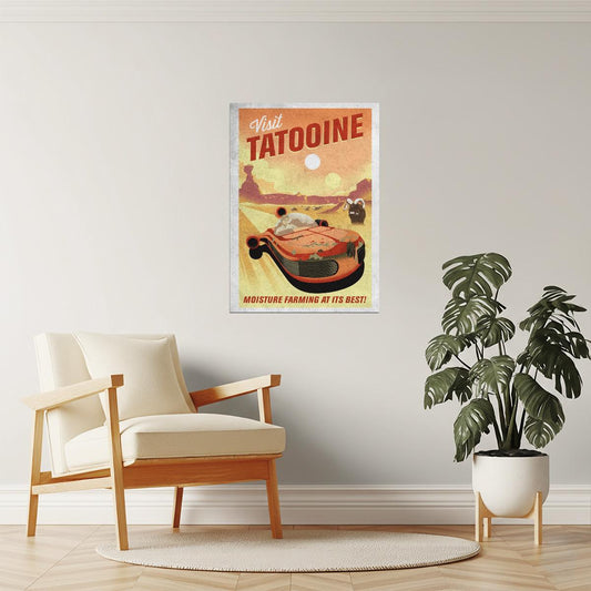 Visit Tatooine Travel Poster | Retro Star Wars Art | Sci-Fi Wall Decor