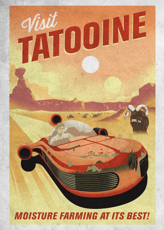 Visit Tatooine Travel Poster | Retro Star Wars Art | Sci-Fi Wall Decor