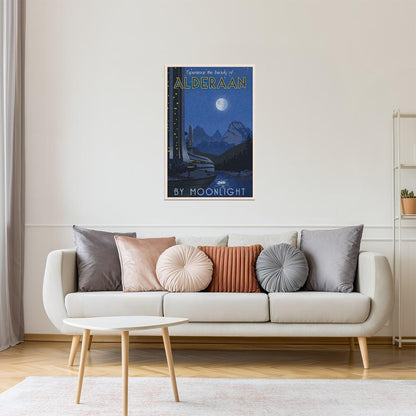Alderaan by Moonlight Travel Poster | Retro Star Wars Art | Sci-Fi Wall Decor