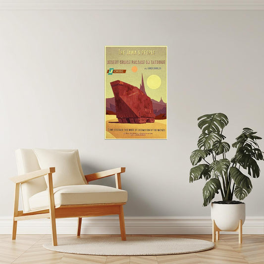Jundland Wastes Travel Poster | Tatooine Star Wars Art | Jawa Sandcrawler Decor