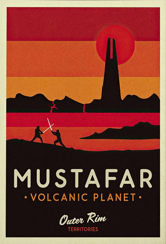 Mustafar Volcanic Planet Travel Poster | Retro Star Wars Art | Sci-Fi Wall Decor