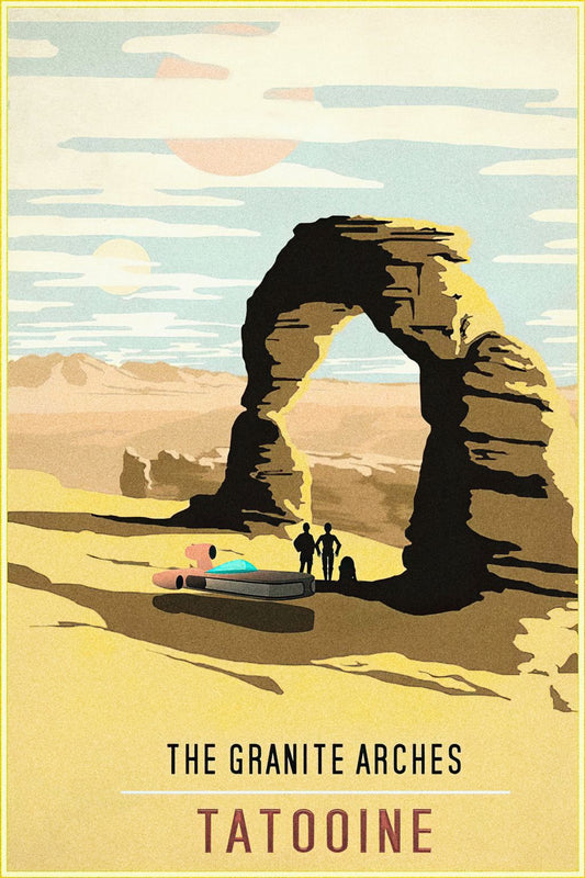 Tatooine Granite Arches Poster | National Park Parody | Star Wars Inspired Art