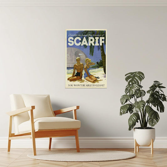 Scarif Vacation Poster | Retro Star Wars Travel Art | Sci-Fi Wall Decor