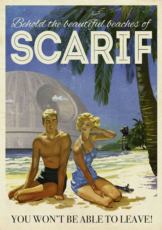 Scarif Vacation Poster | Retro Star Wars Travel Art | Sci-Fi Wall Decor